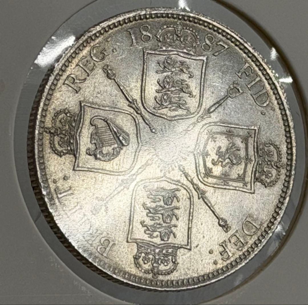 1887年 ヴィクトリア ジュビリーヘッドハーフクラウン銀貨ハイグレード