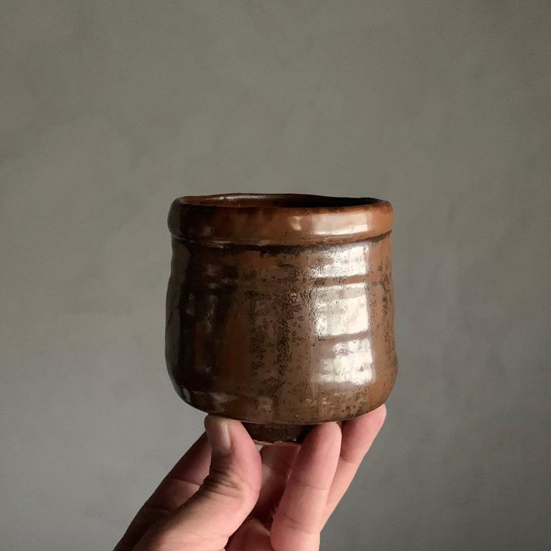 鉄釉 筒茶碗 古美術 古道具 アンティーク 茶道具 茶碗