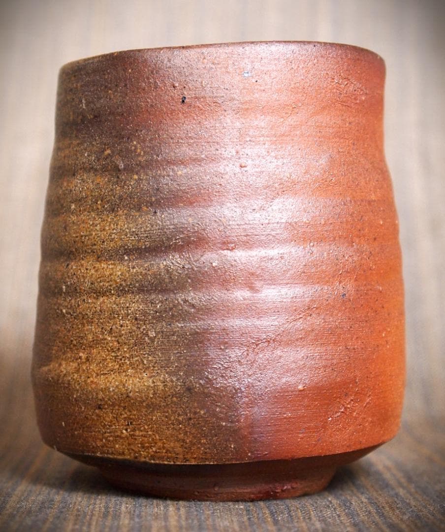 希少作★中村六郎★備前【窯変】湯呑★共箱・布・栞