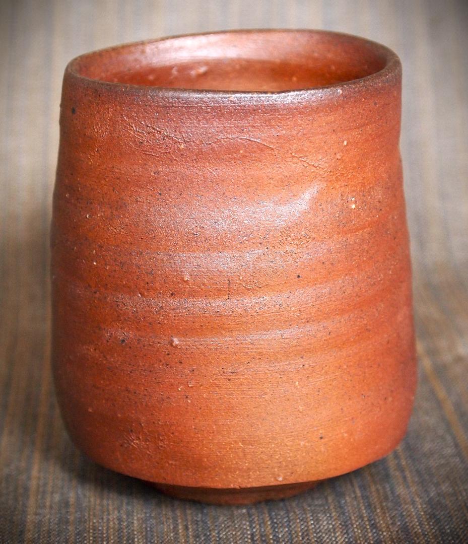 希少作★中村六郎★備前【窯変】湯呑★共箱・布・栞