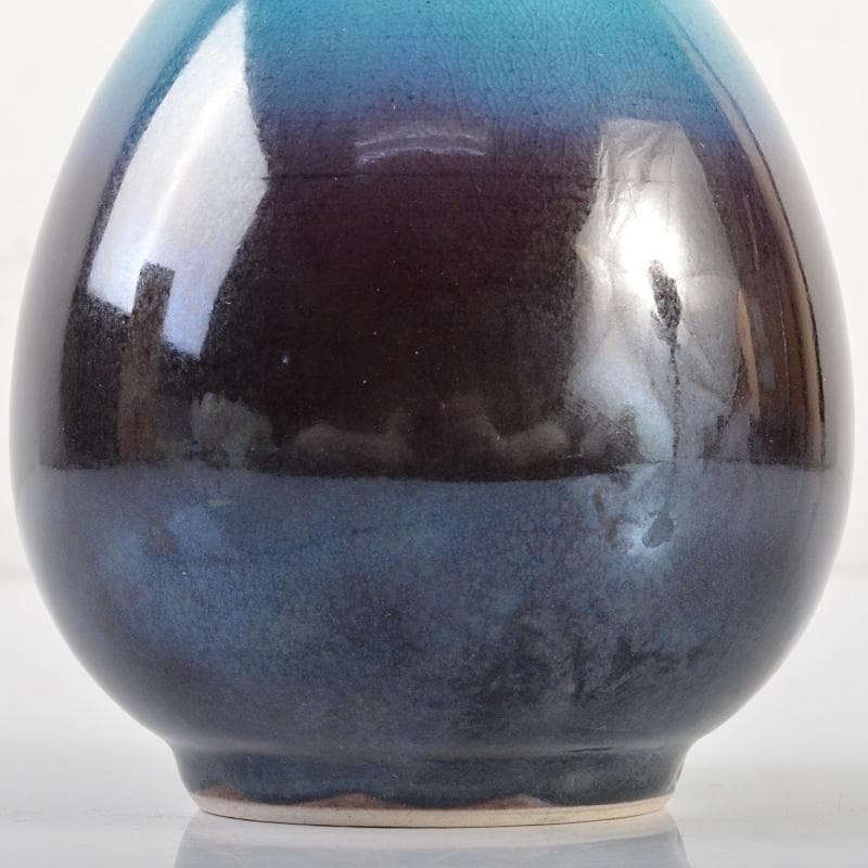 九谷焼　柳雨軒　三代八十吉　徳田正彦作　色釉　花生　共箱　V　R6330