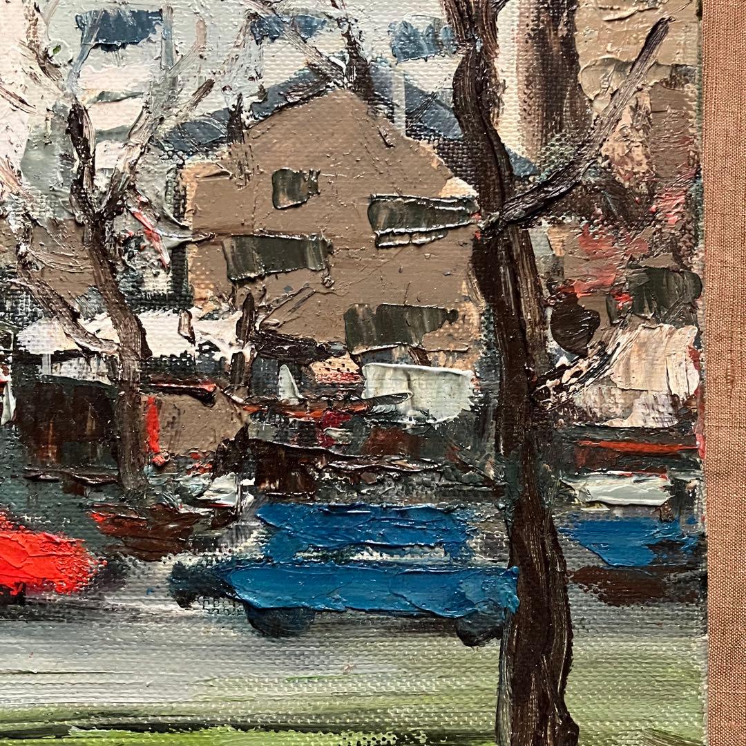 西岡清史　御堂筋にて　大阪　油彩　油絵　額なし