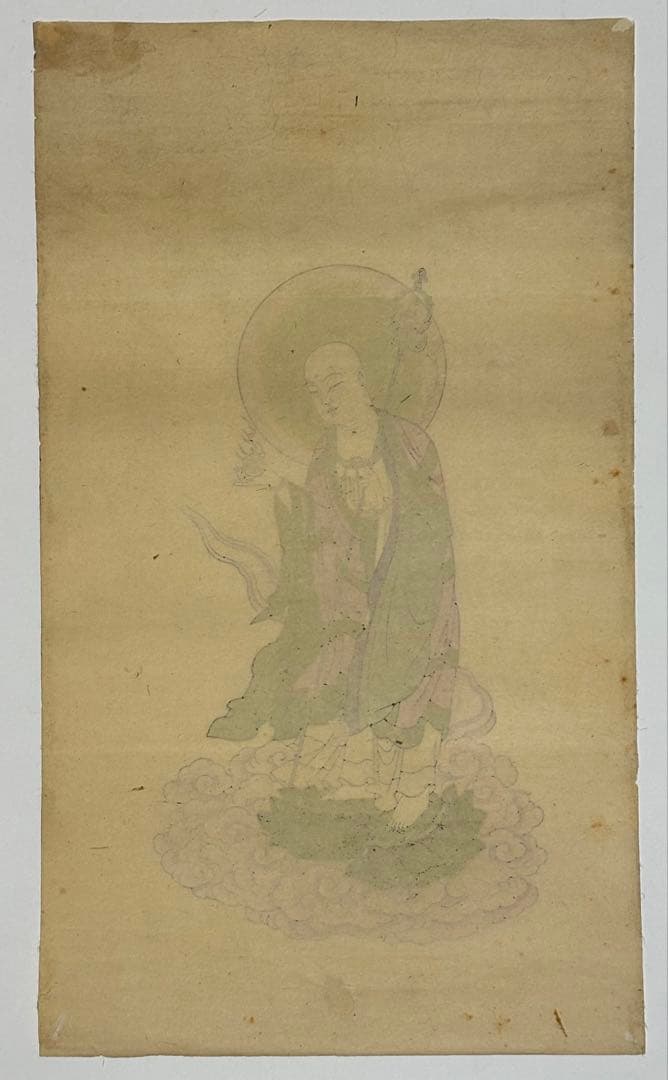 「極彩色木版画 地蔵菩薩像」江戸時代 木版図 1枚|仏教美術 仏像 和本