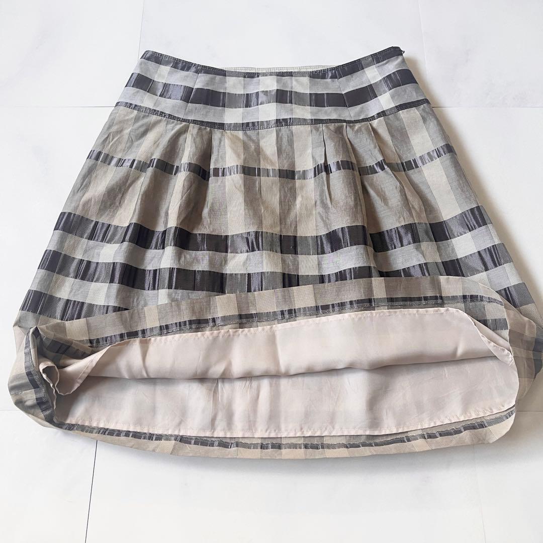 バーバリーロンドン 大きいサイズ 46 フレアスカート メガチェック シルク混