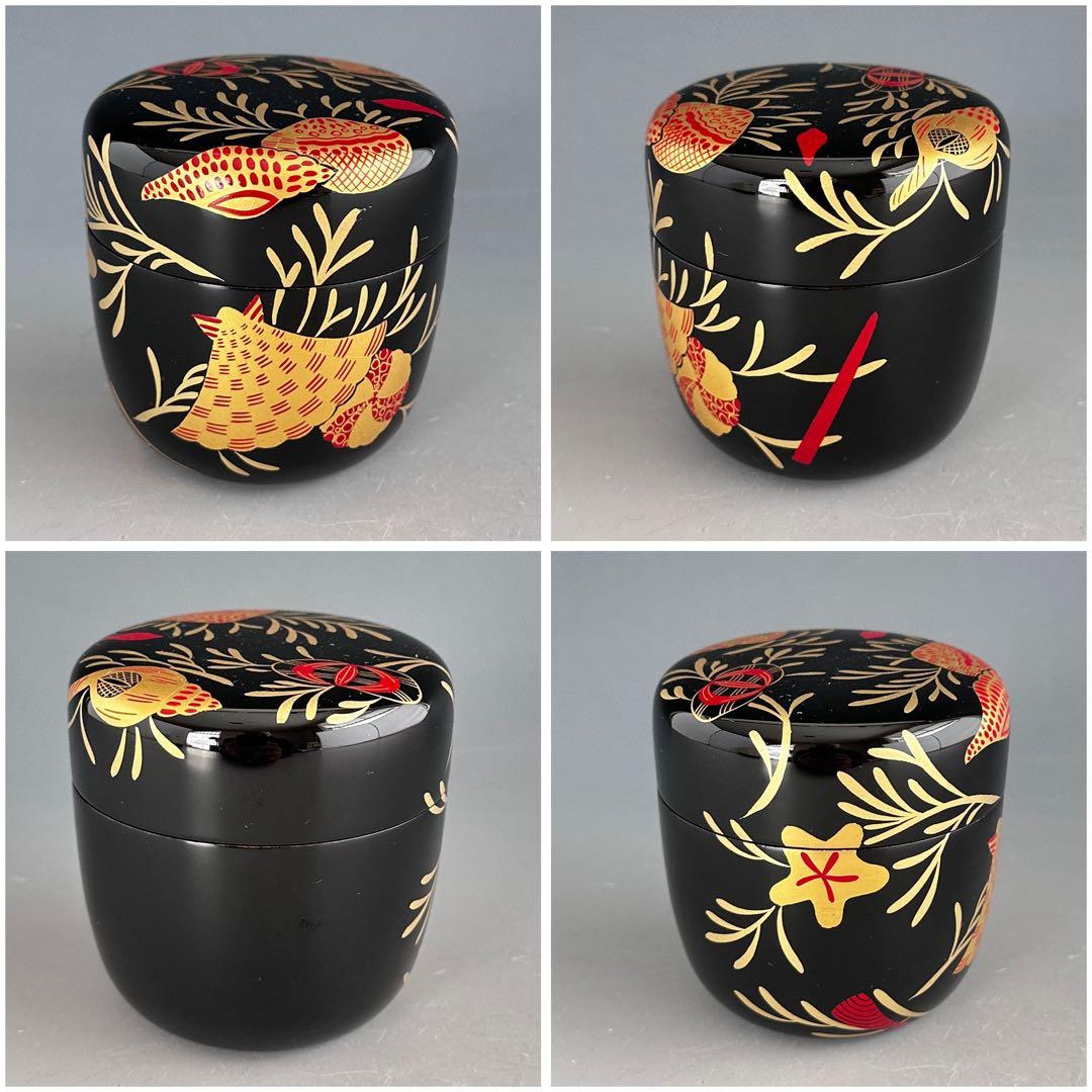 茶道具　而妙斎好写　海松貝蒔絵　大棗　西村宗幸　共箱　山中塗　薄茶器　抹茶　茶会