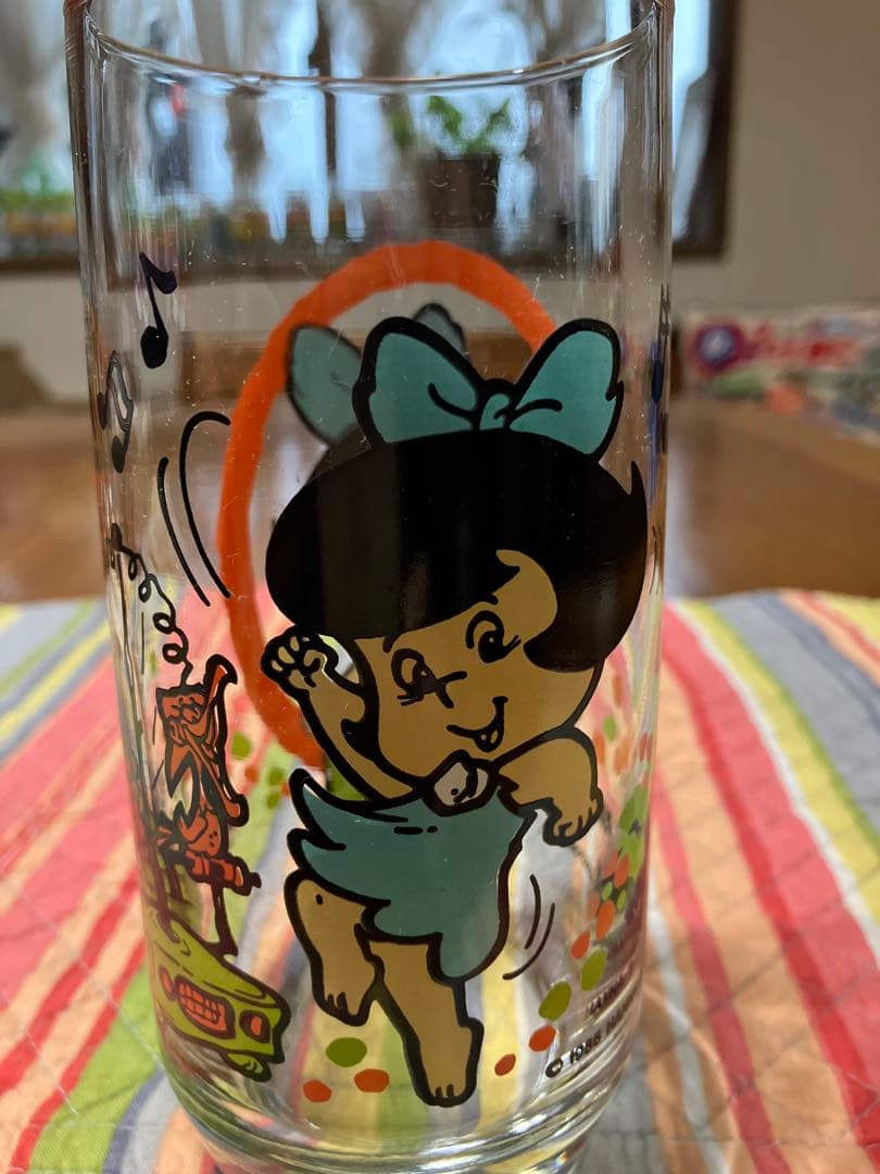 フリント・ストーン　キッズ　アニメキャラクター ガラスタンブラー　4個セット