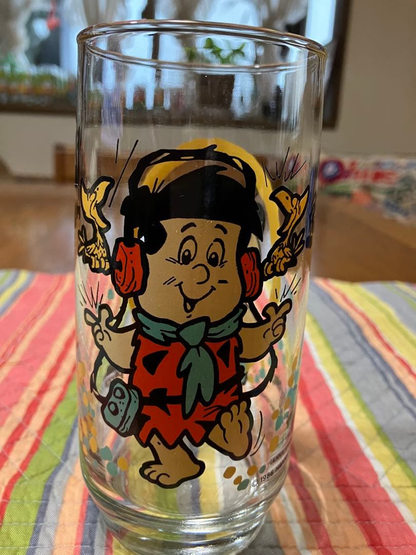 フリント・ストーン　キッズ　アニメキャラクター ガラスタンブラー　4個セット