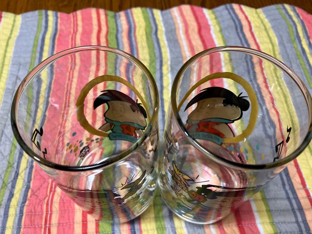 フリント・ストーン　キッズ　アニメキャラクター ガラスタンブラー　4個セット