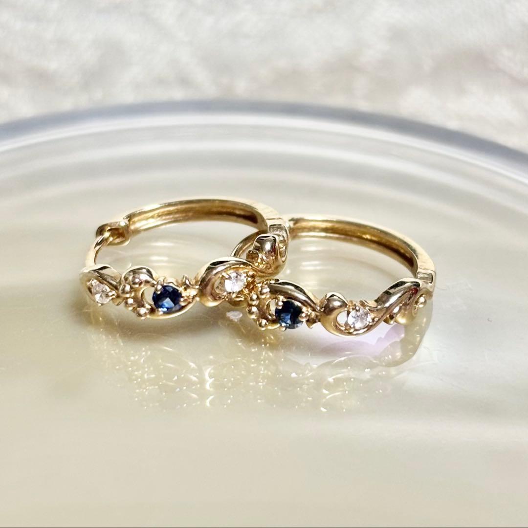 ジュエリーツツミ k10YG サファイア フープピアス