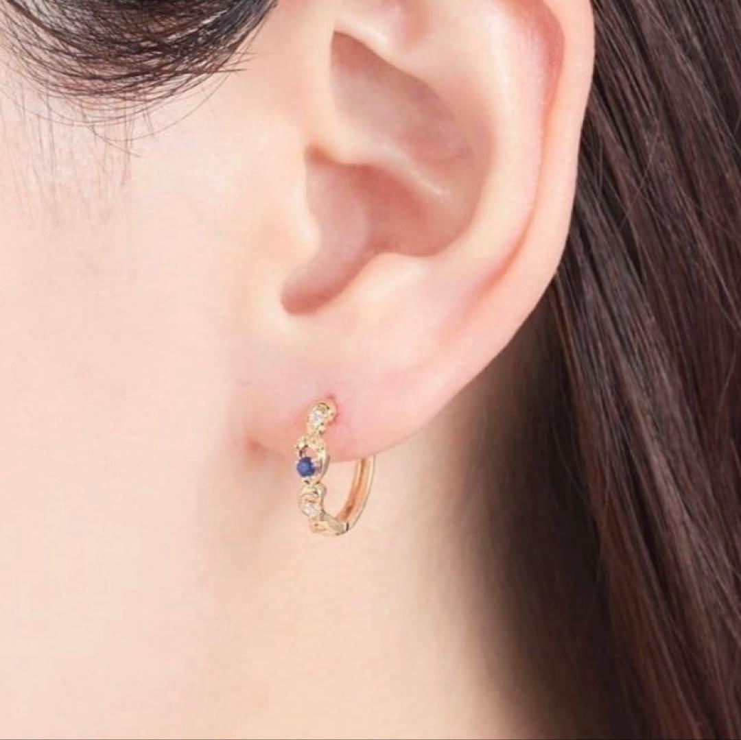 ジュエリーツツミ k10YG サファイア フープピアス