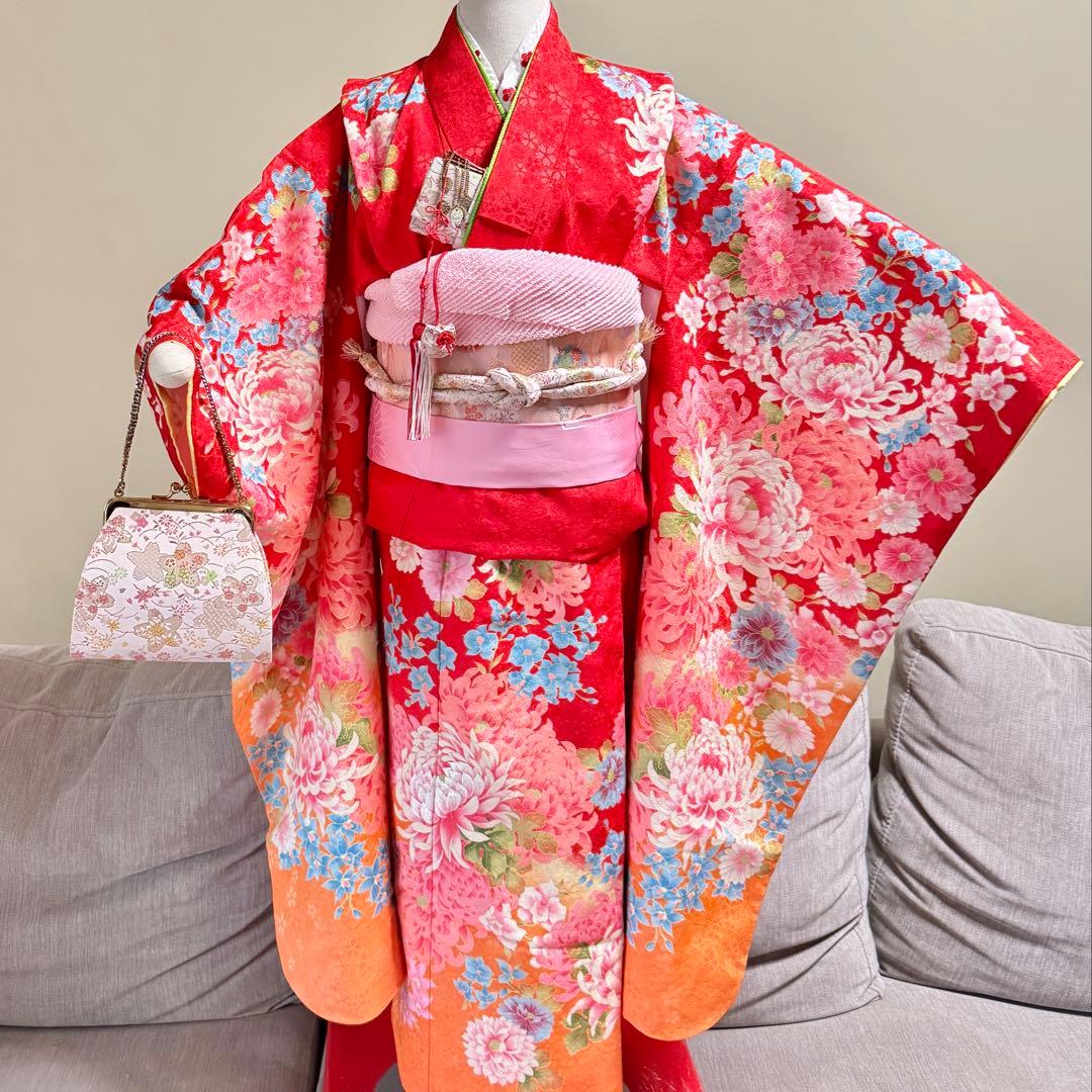 7歳七五三　セット　赤系着物　② 草履なし