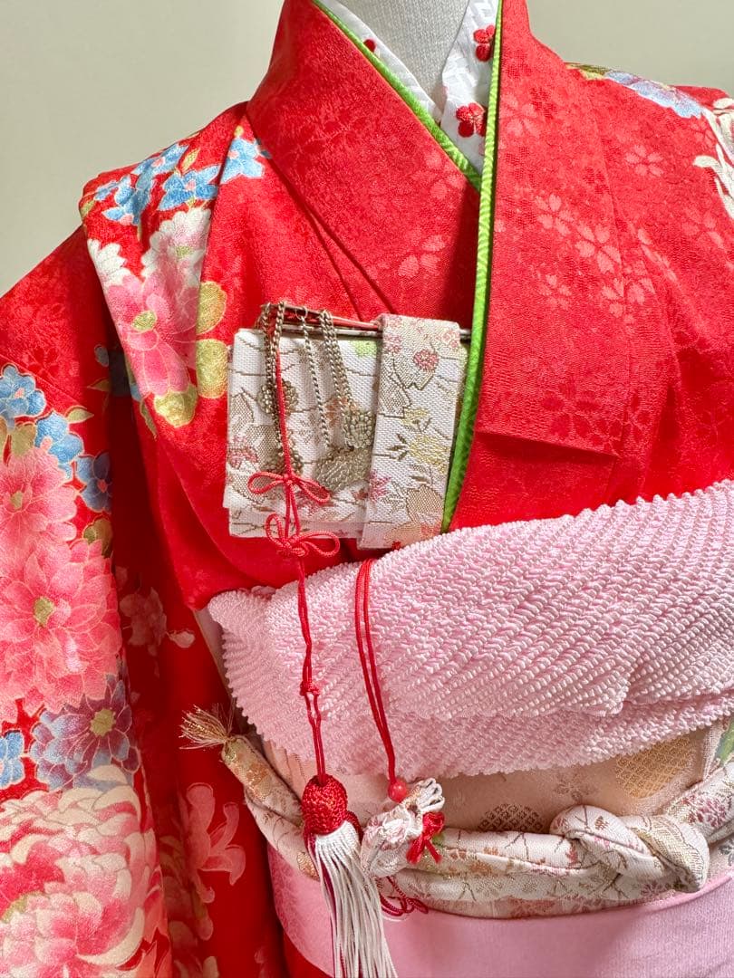 7歳七五三　セット　赤系着物　② 草履なし