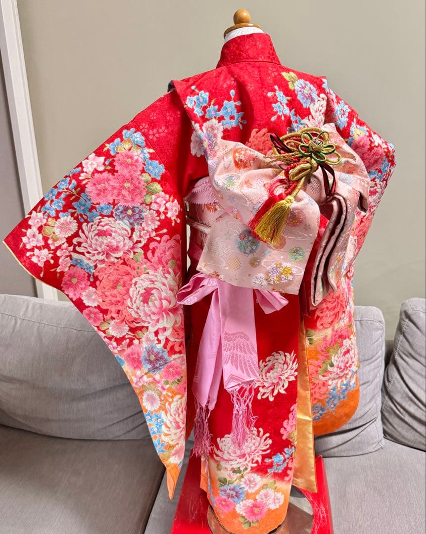 7歳七五三　セット　赤系着物　② 草履なし