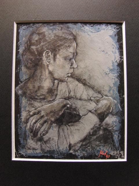 甲斐清子、宵、希少な画集より、新品高級額・額装付、状態良好