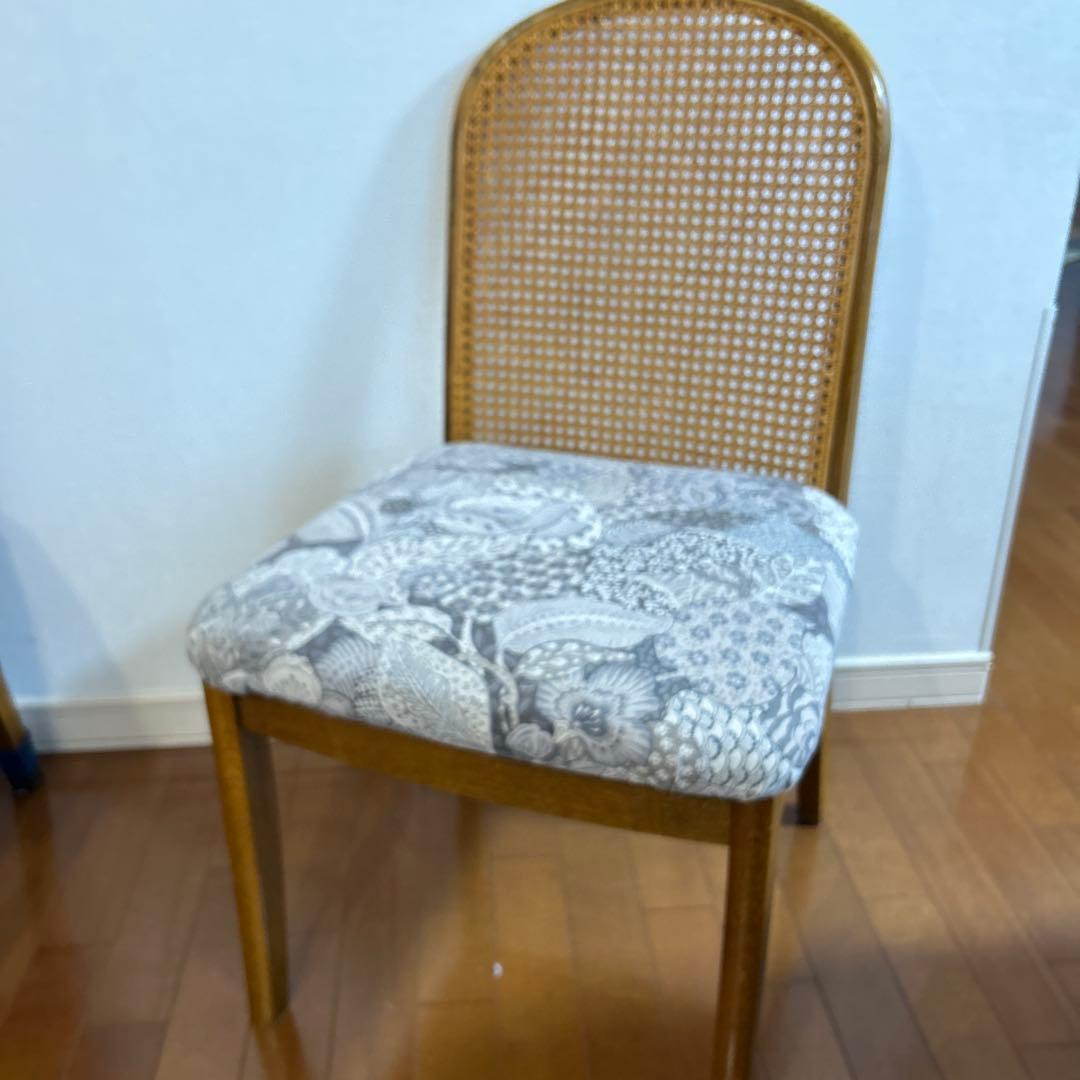 【希少品】①浜本工芸　ダイニングチェア　ラタン　送料込み　昭和レトロ