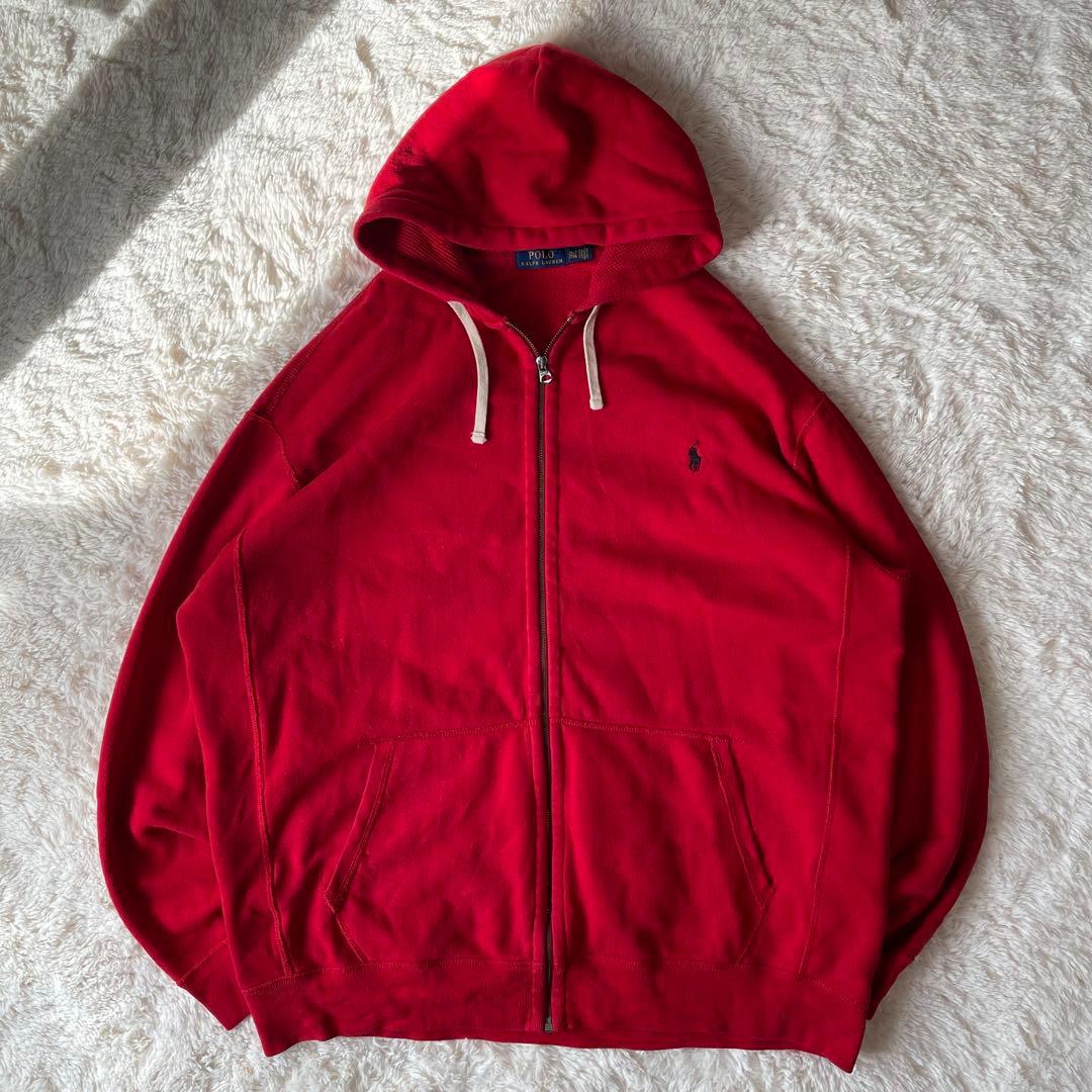 希少サイズ ポロラルフローレン ジップアップパーカー リバースウィーブ 2XL
