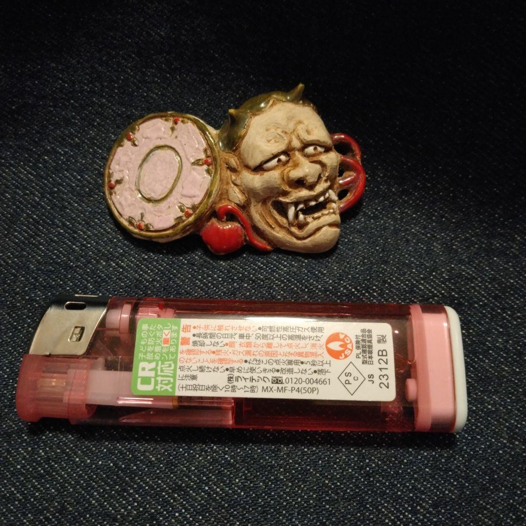 好川　恒方　水月焼　帯留め　鬼　骨董　着物　般若　魔除け