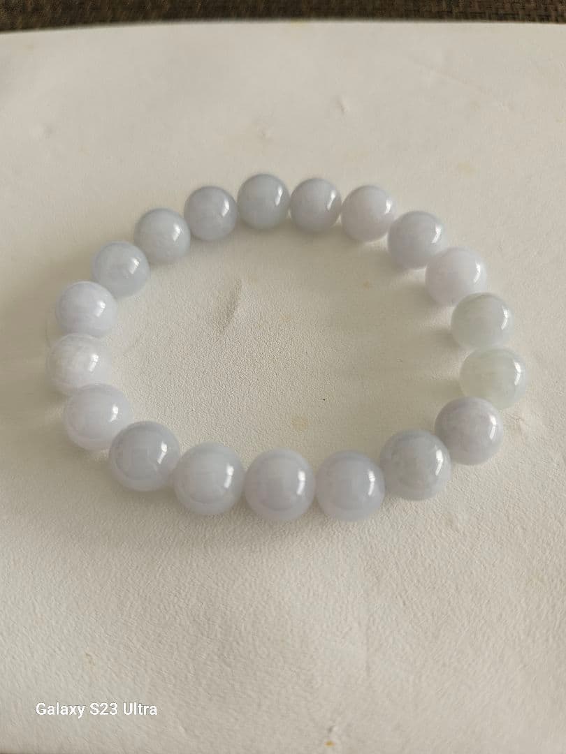 本翡翠　青ラベンダー１９玉ブレスレット　宝石鑑別書付き