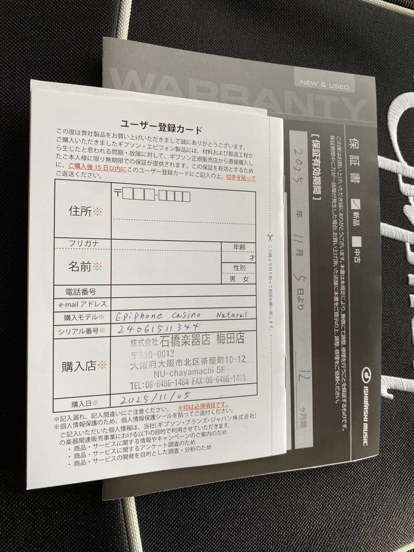 極上美品　エピフォン　カジノCasino エレキギター フルアコ 2024年製