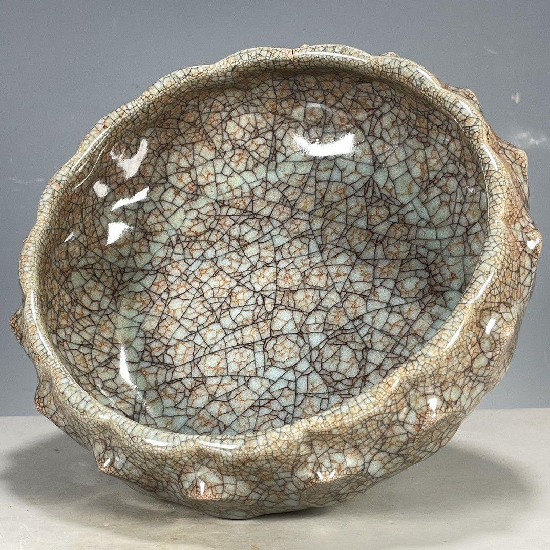 宋官窯氷割れ片支釘洗  筆洗   書道具 文房具 現代工芸品 美術品 置物