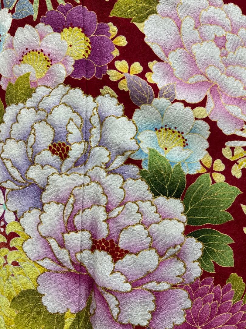 振り袖　フルセット　別誂長襦袢付　赤　成人式　金彩加工　刺繍入り　616