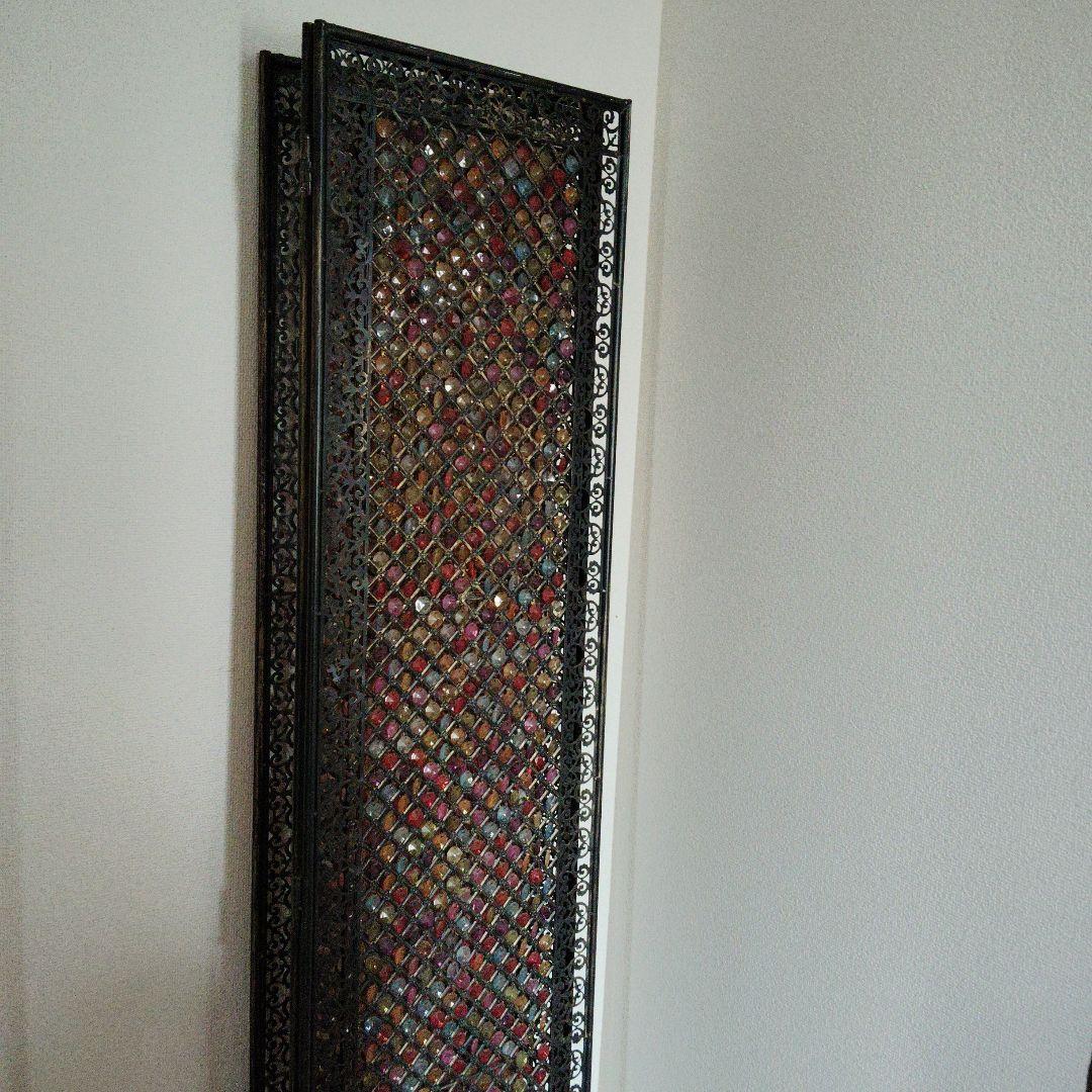 希少　ハンドメイド アイアン　ビーズパーテーション 3つ折り