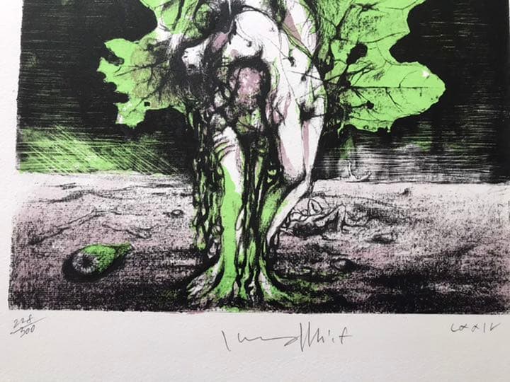 ★J5★古沢岩美「樹精」リトグラフ　限定品　直筆サイン有り