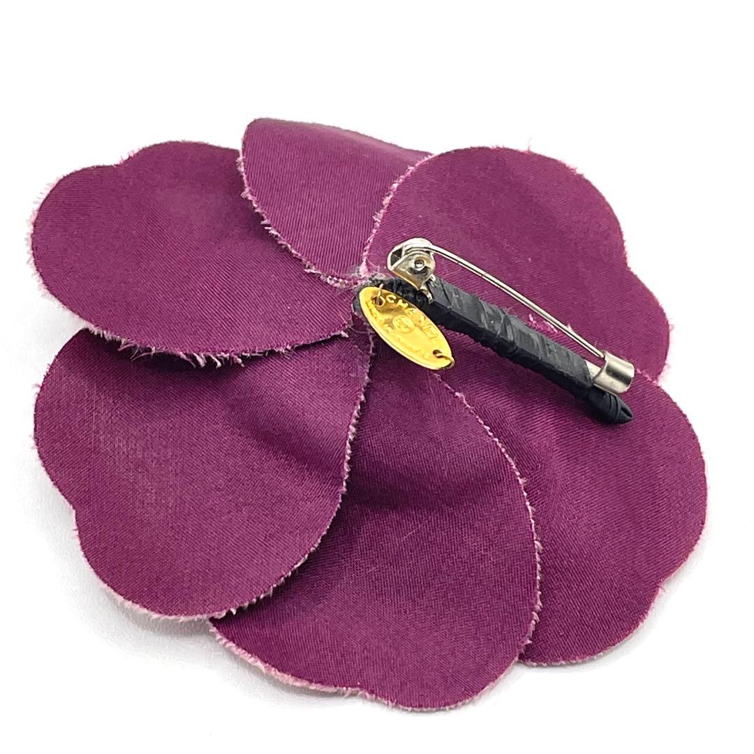CHANEL シャネル カメリアコサージュ ピンブローチ ベロア Pバイオレット