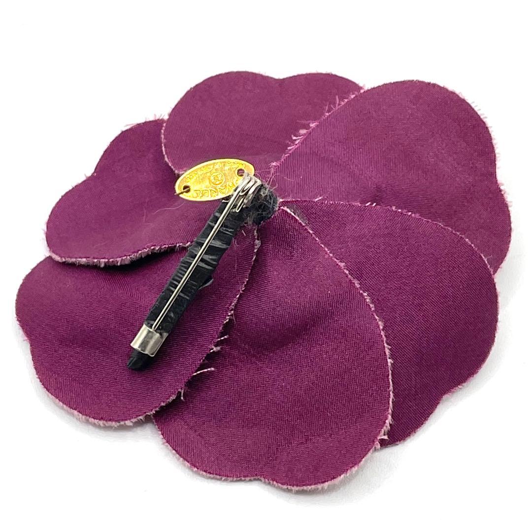 CHANEL シャネル カメリアコサージュ ピンブローチ ベロア Pバイオレット