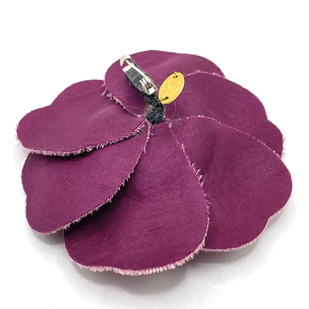 CHANEL シャネル カメリアコサージュ ピンブローチ ベロア Pバイオレット