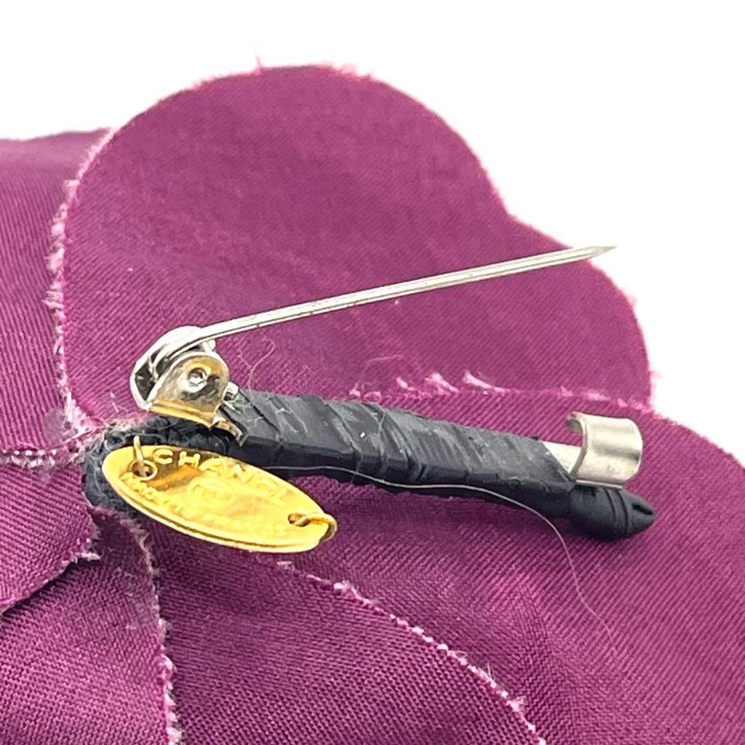 CHANEL シャネル カメリアコサージュ ピンブローチ ベロア Pバイオレット