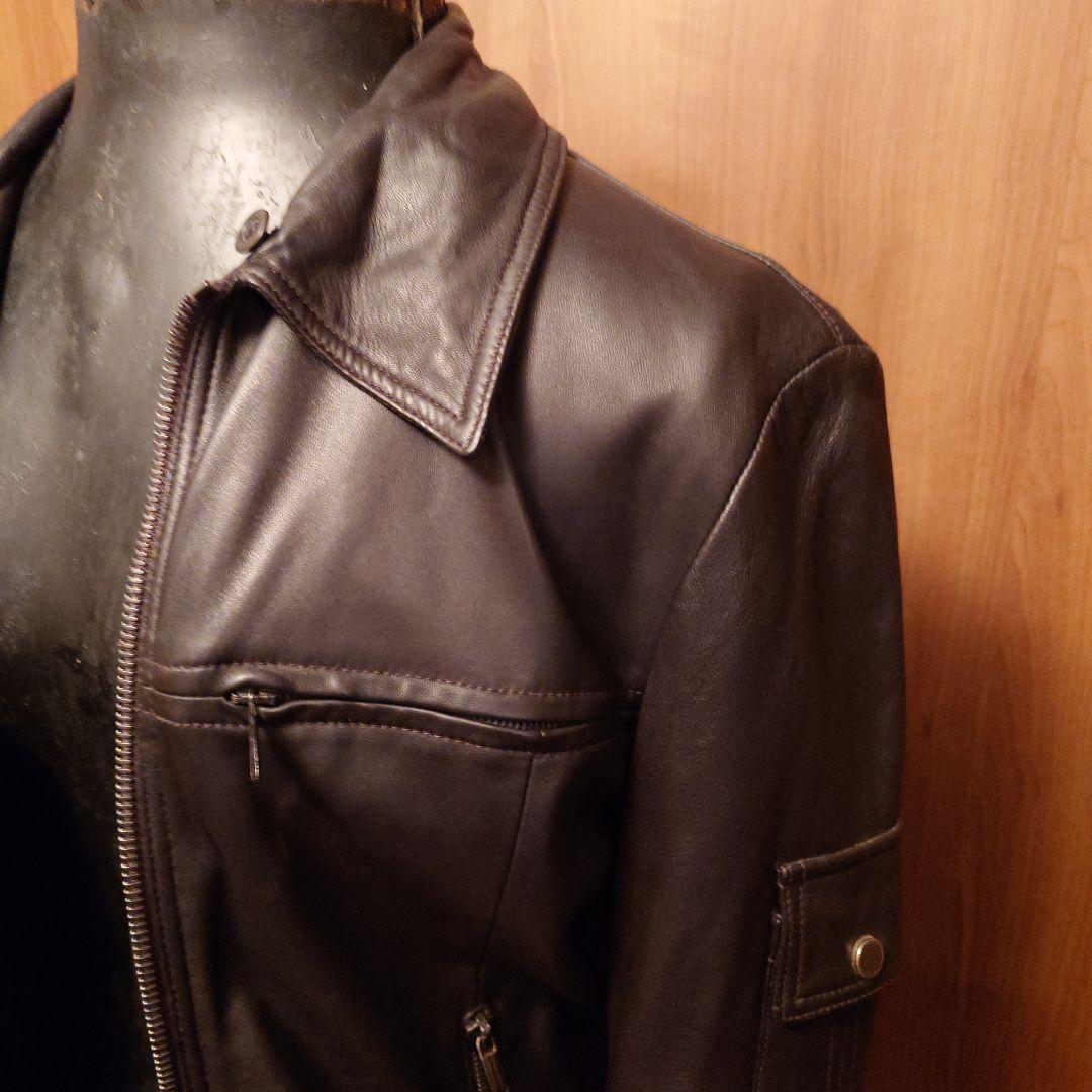 EMPORIO•ARMANI.ファー付き革ジャン.