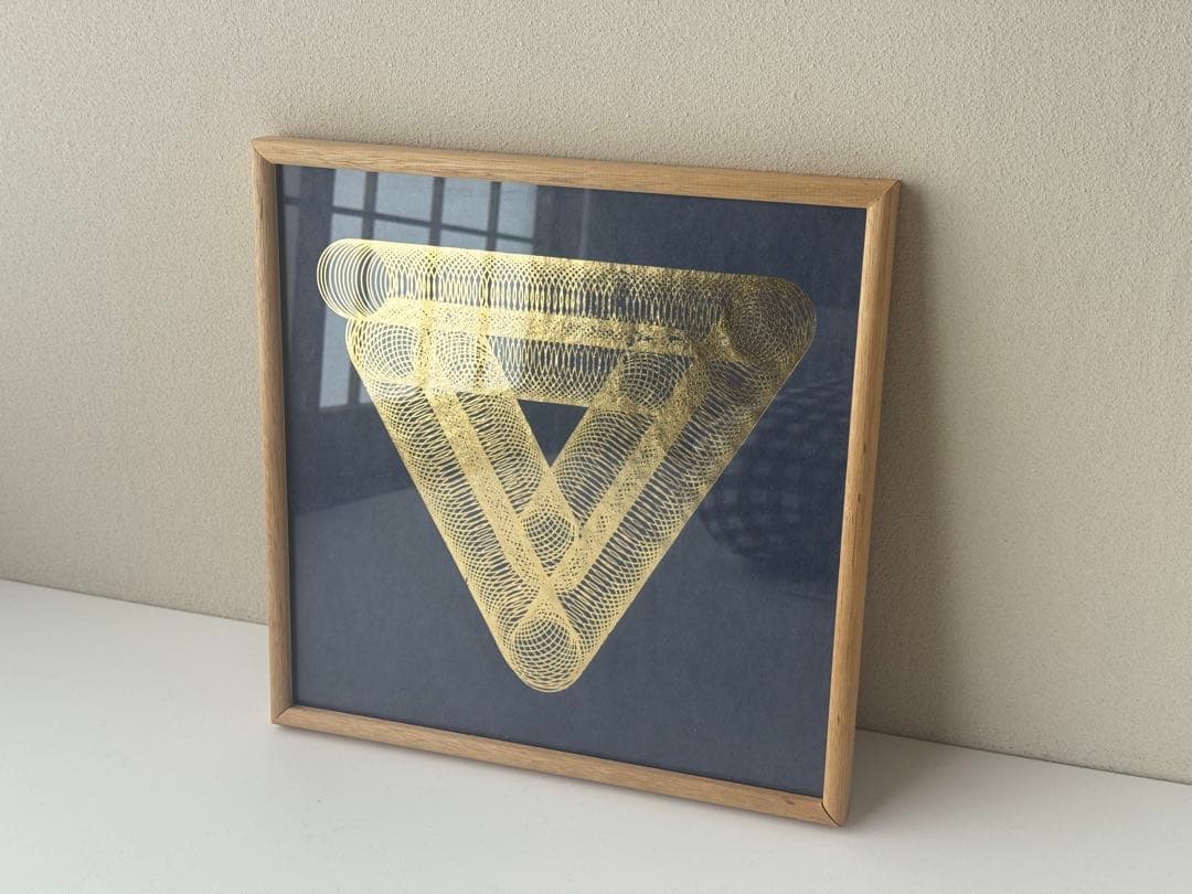 八田豊　版画　現代アート　箔押し　ゴールド　木製額縁　箱有り