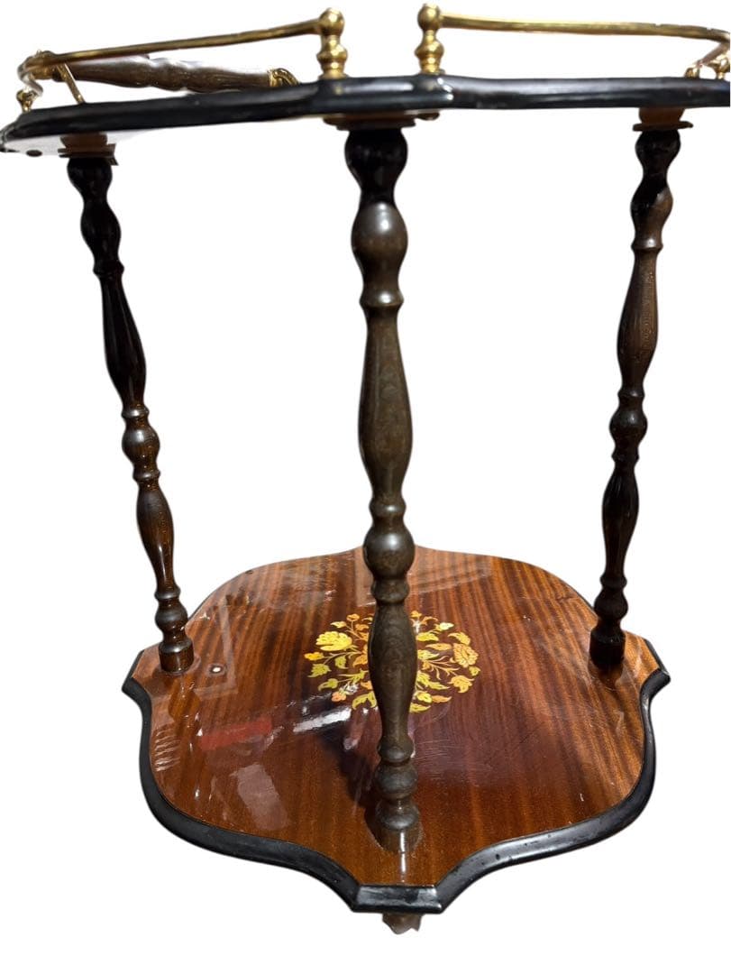 ■イタリア製　象嵌　キャスター付きキッチンワゴン　コーヒーテーブル