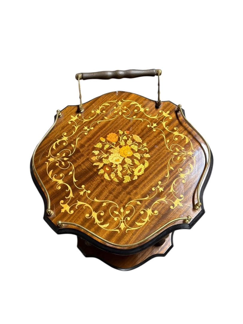 ■イタリア製　象嵌　キャスター付きキッチンワゴン　コーヒーテーブル