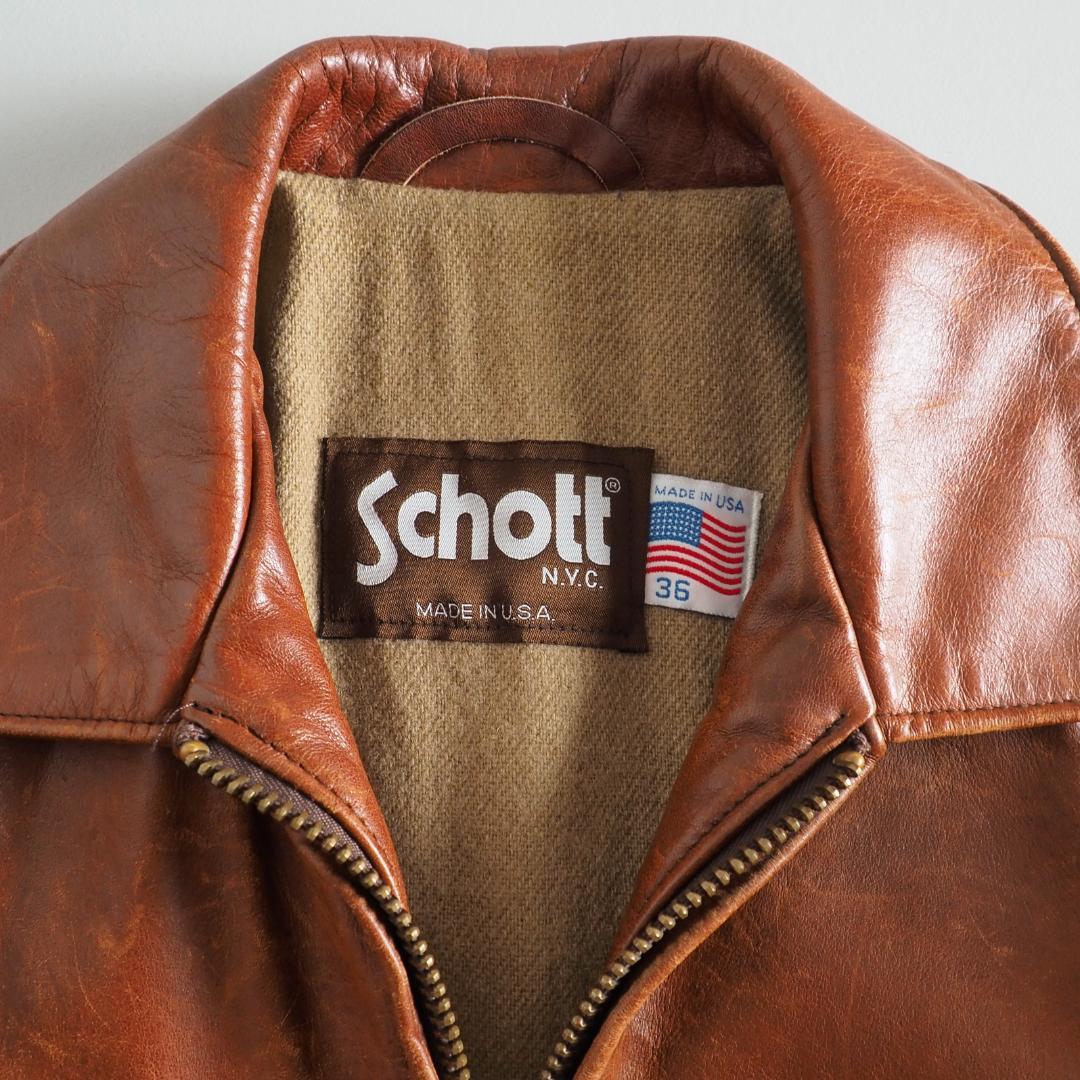 Schott　ショット　サイズ36　USA製　レザージャケット　ブラウン　美品