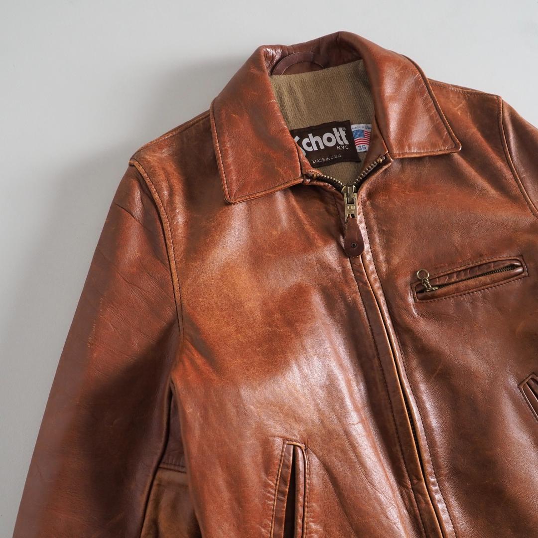 Schott　ショット　サイズ36　USA製　レザージャケット　ブラウン　美品