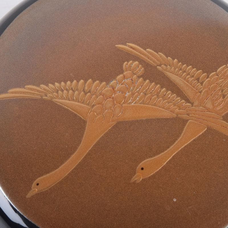 茶道具　山中塗　中村宗悦作　月に雁蒔絵　中棗　共箱　V　8376