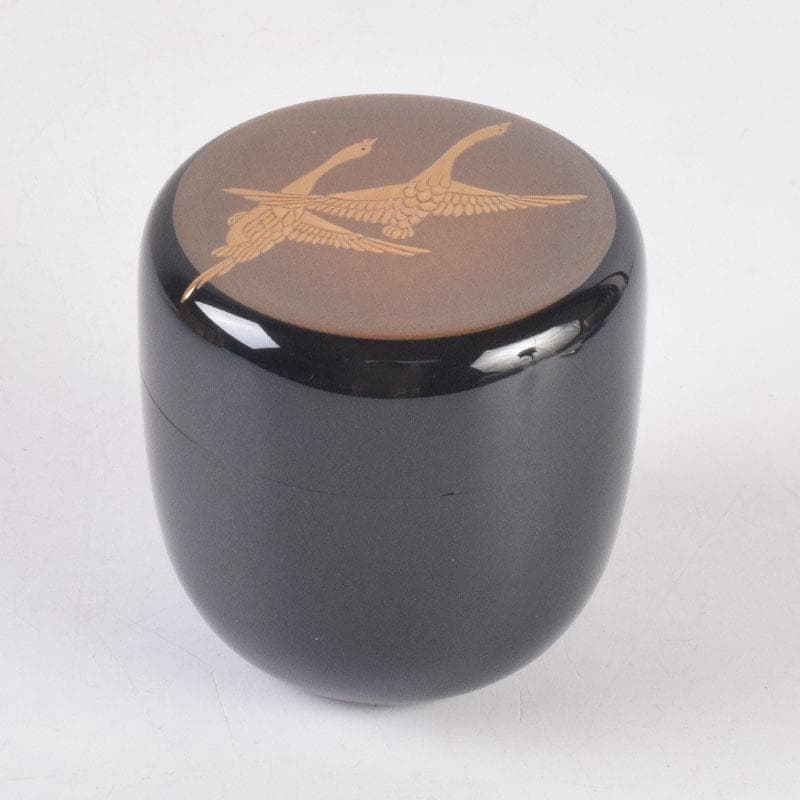 茶道具　山中塗　中村宗悦作　月に雁蒔絵　中棗　共箱　V　8376