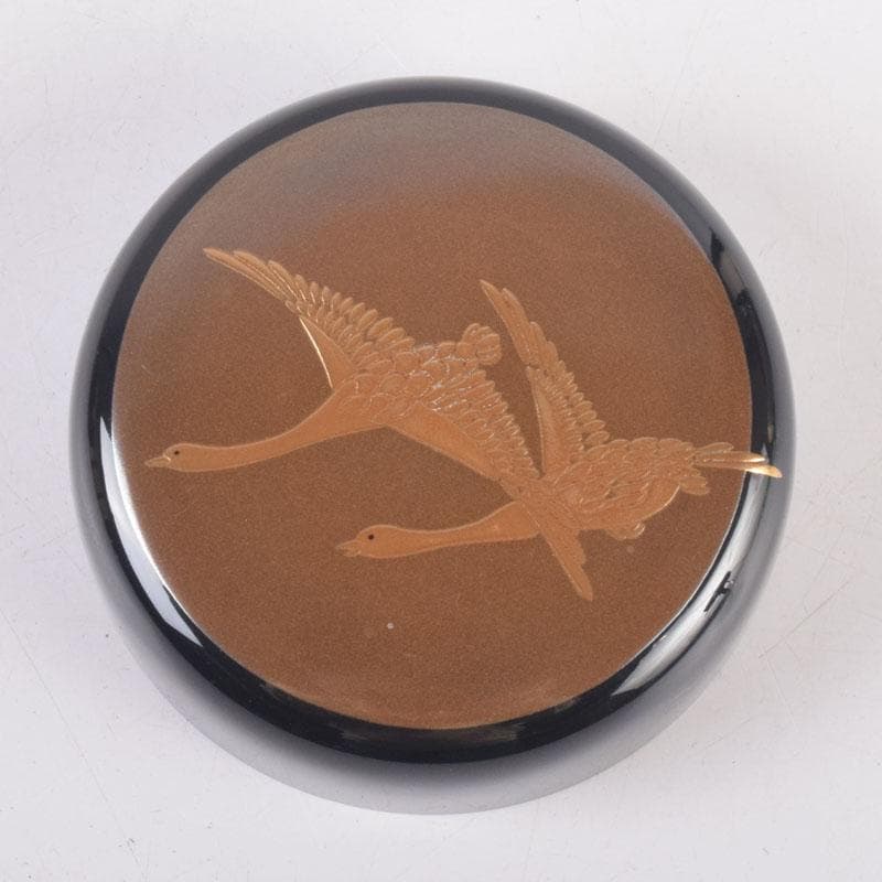 茶道具　山中塗　中村宗悦作　月に雁蒔絵　中棗　共箱　V　8376