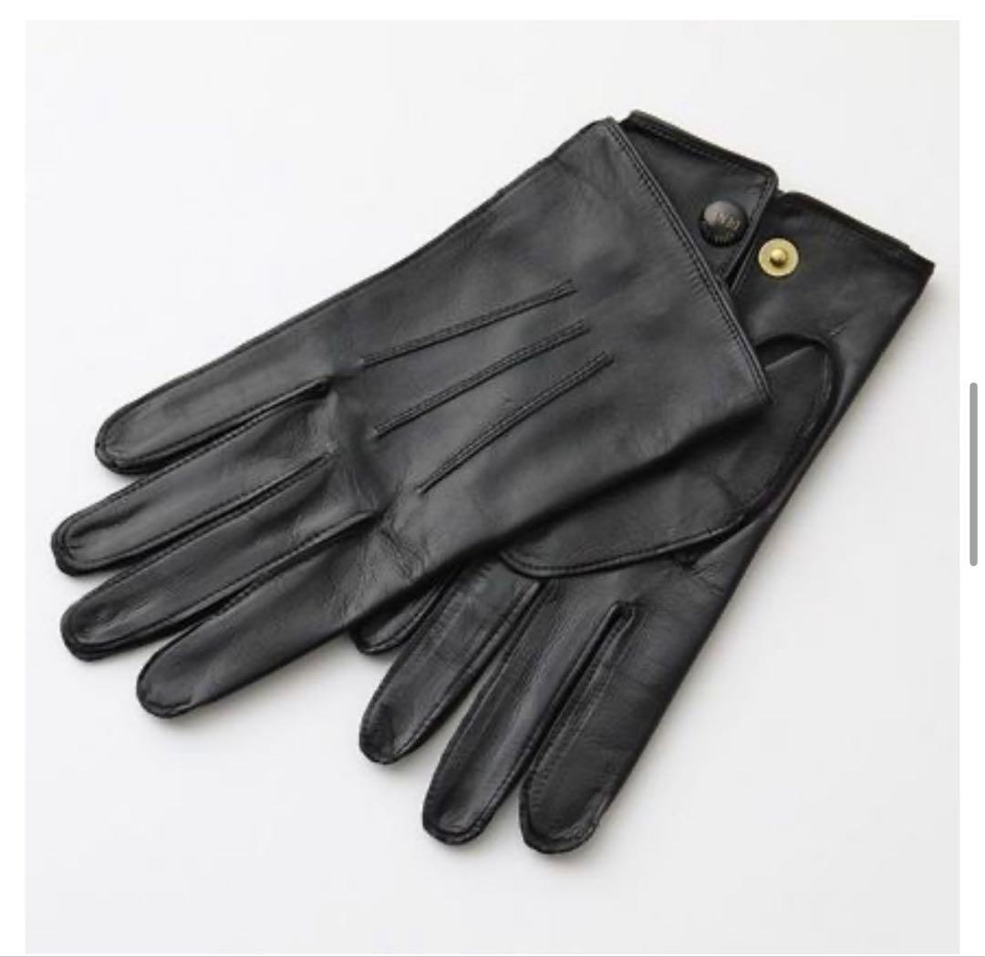 DENTS ブラック レザー手袋 ボタン付き