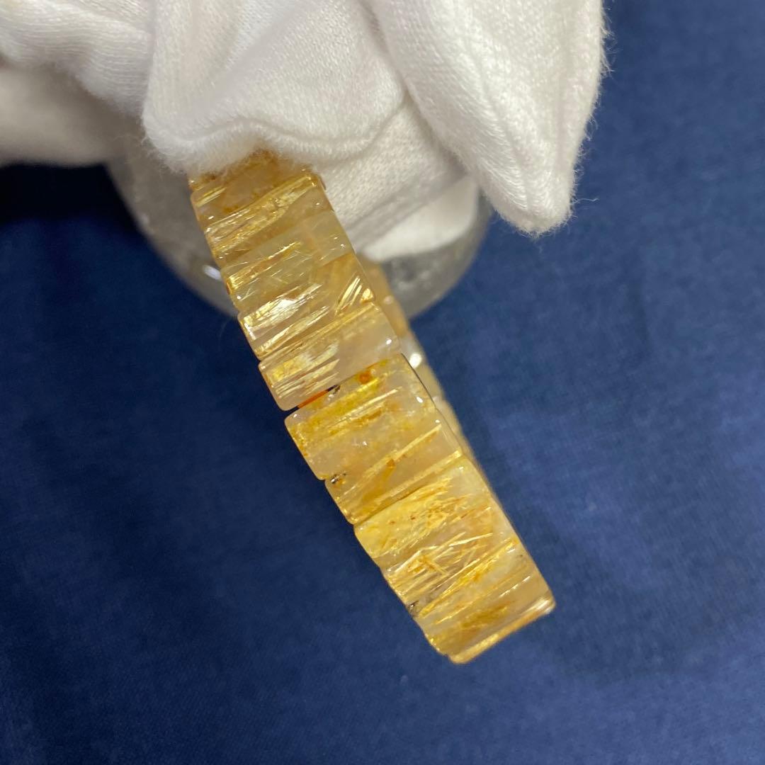 セール中‼️天然石　タイチンルチル　バングル　太針　パワーストーン　約16,5cm