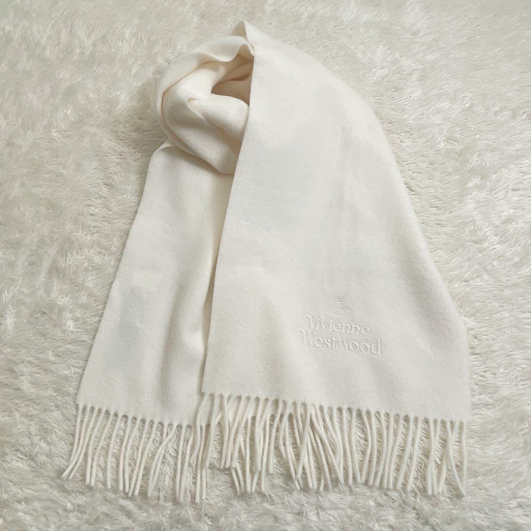 未使用　ヴィヴィアンウエストウッド　マフラー　 ホワイト　刺繍　イタリア製