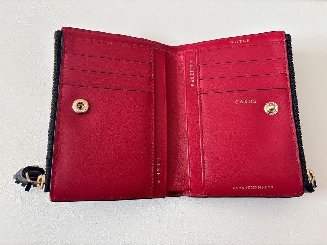 ANYA HINDMARCH アニヤハインドマーチ 二つ折り財布 ブラック