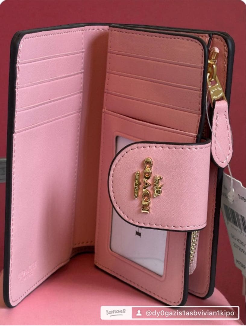 COACH 二つ折り財布 ブラウン ピンク