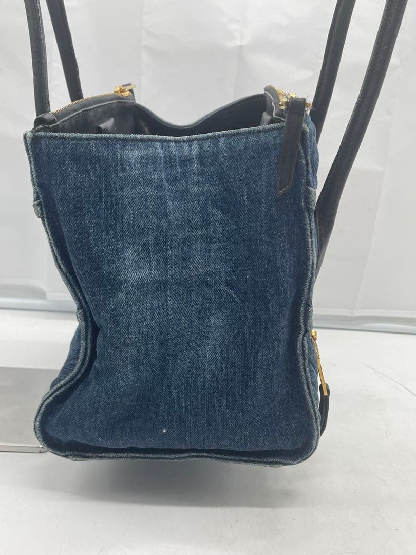 【mh】miu miu ハンドバッグ バイカー 2way バック デニム柄