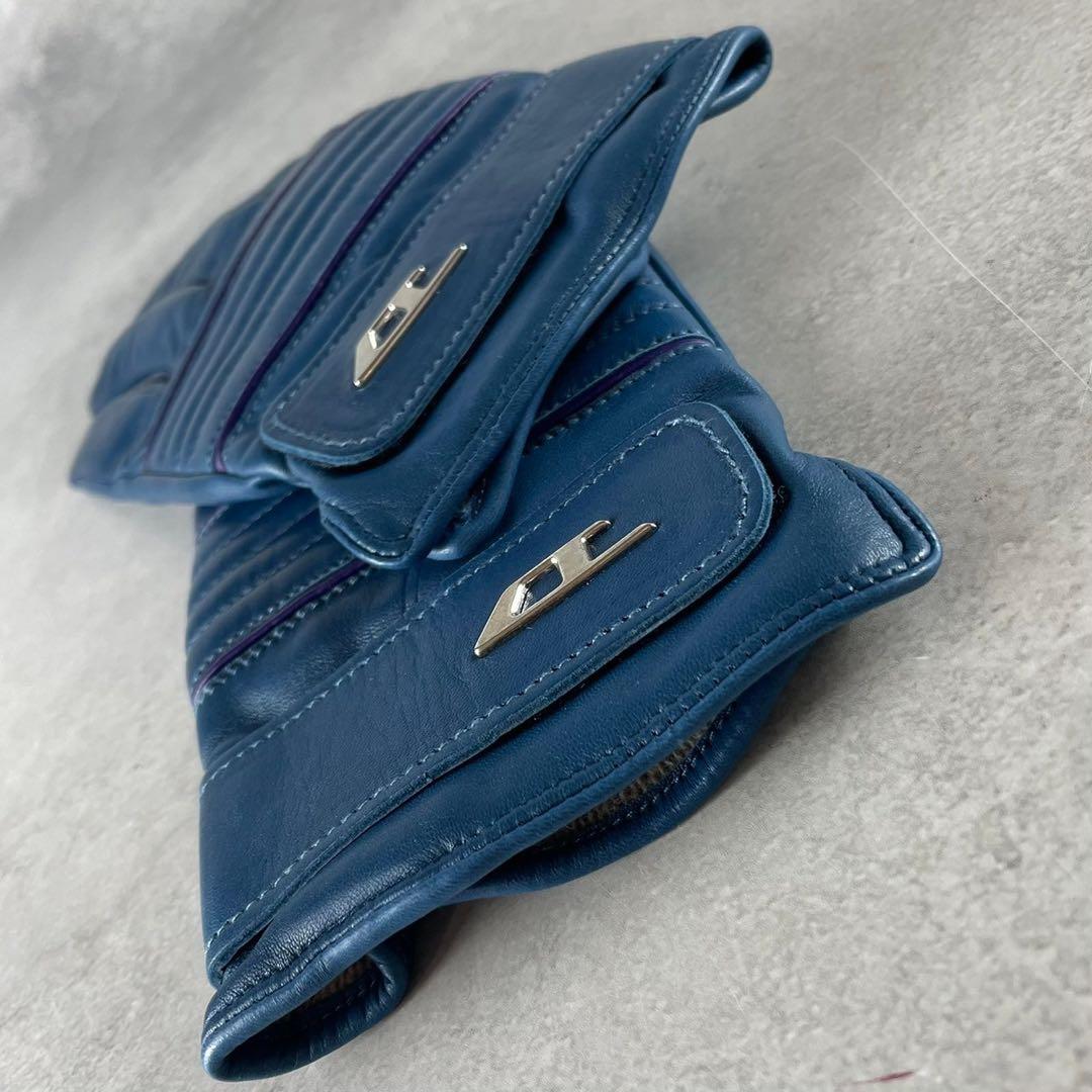 未使用　定価3.5万　ディーゼル　Dロゴ　バイカー　レザーグローブ　ラムレザー