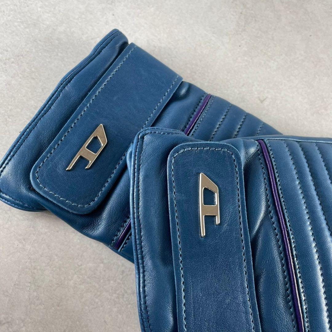 未使用　定価3.5万　ディーゼル　Dロゴ　バイカー　レザーグローブ　ラムレザー