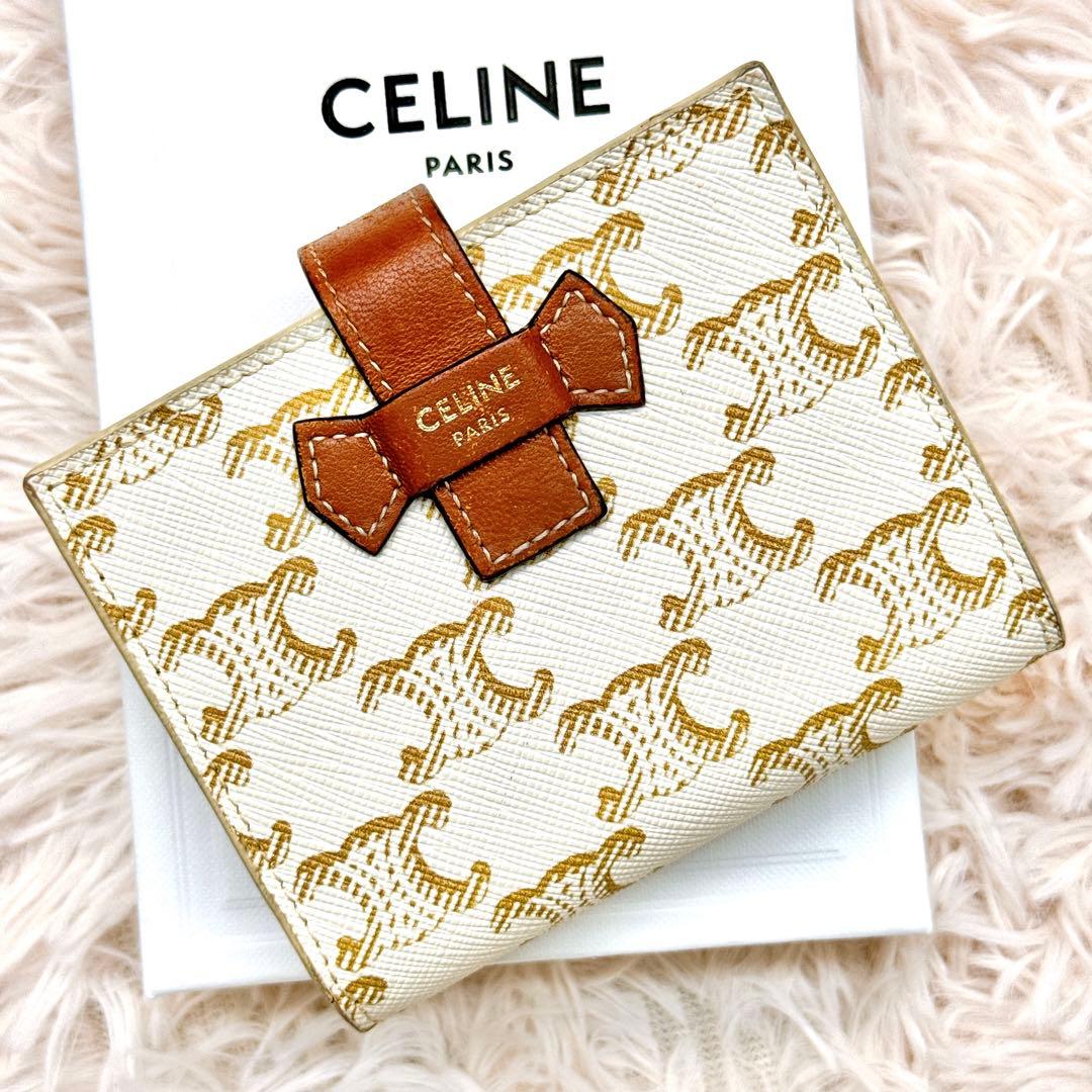 現行✨セリーヌ トリオンフキャンバス 二つ折り ストラップウォレット