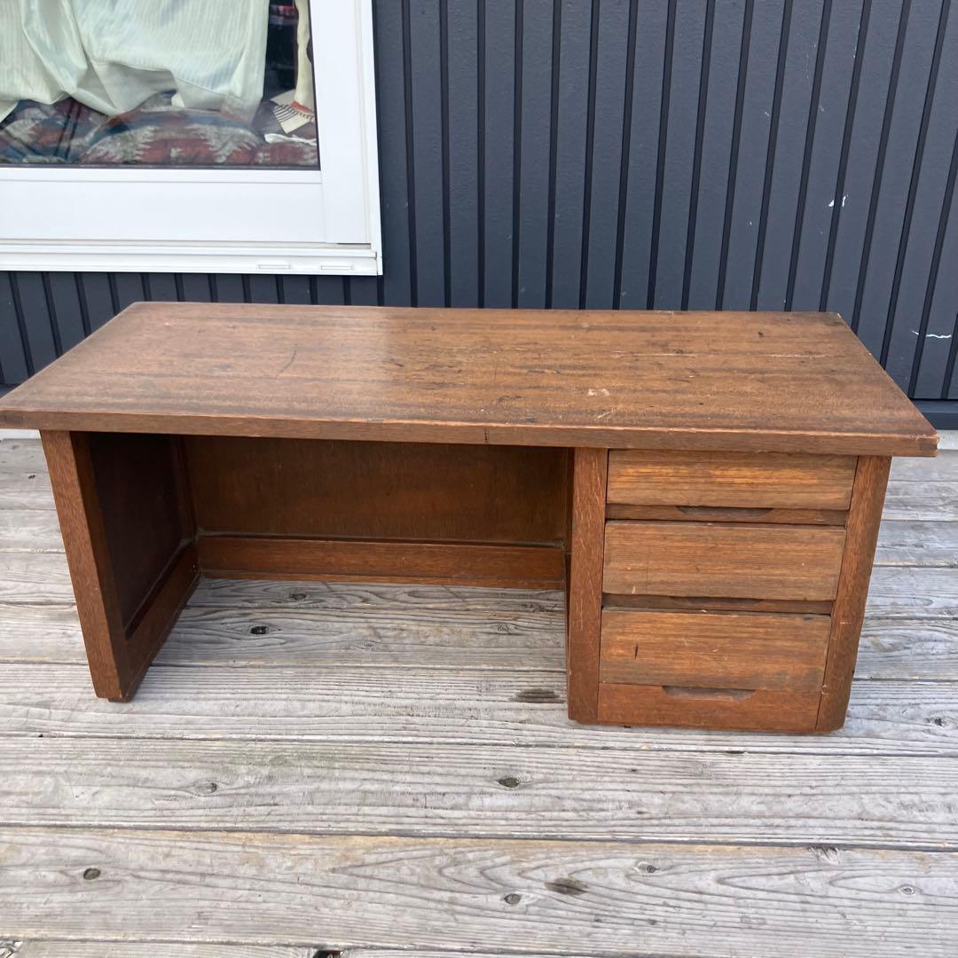 昭和レトロ 古家具 木製文机 3杯引き出し付き座卓 書斎机 ビンテージ 古道具